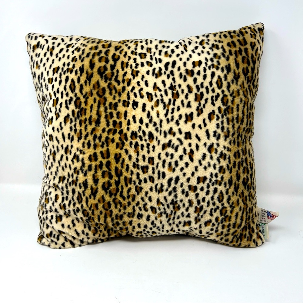 Leopard Print Accent Pillow - Cream and Brown